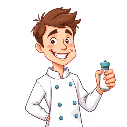 Cartoon illustration of chef Jamie Oliver holding a salt shaker